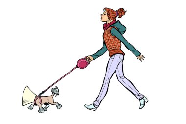 bir köpek ile kadın, bir köpek koruyucu tasma olarak