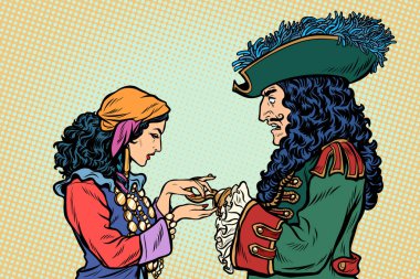 fortune teller and pirate with a hook clipart