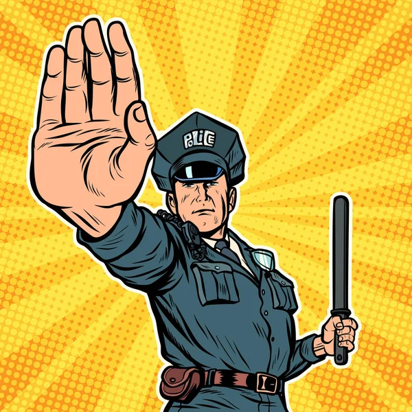 Agente di polizia Stop Gesti — Vettoriale Stock