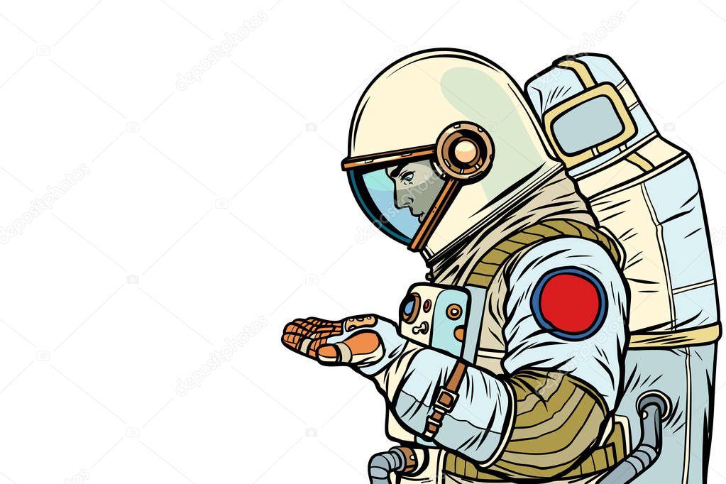 astronaut with an empty palm