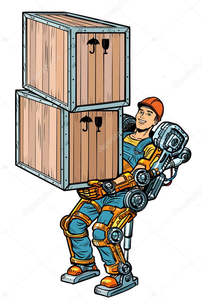 container loader. working in the exoskeleton