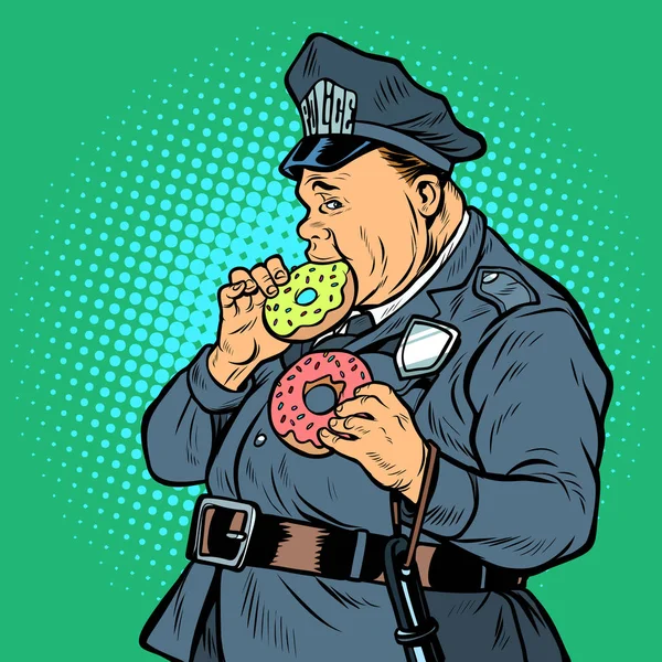 Poliziotto mangia ciambella — Vettoriale Stock
