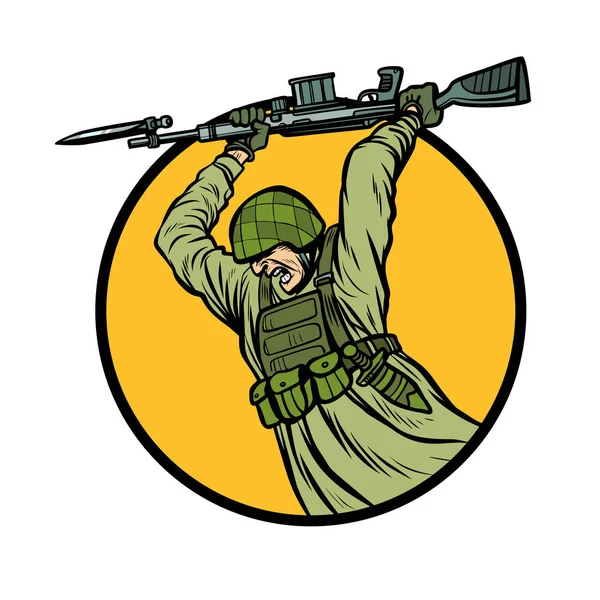 Symbole combat de baïonnette. soldats en guerre — Image vectorielle