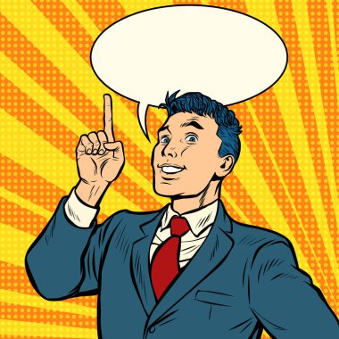 işadamı gülümseme işaret parmağı hareket yukarı