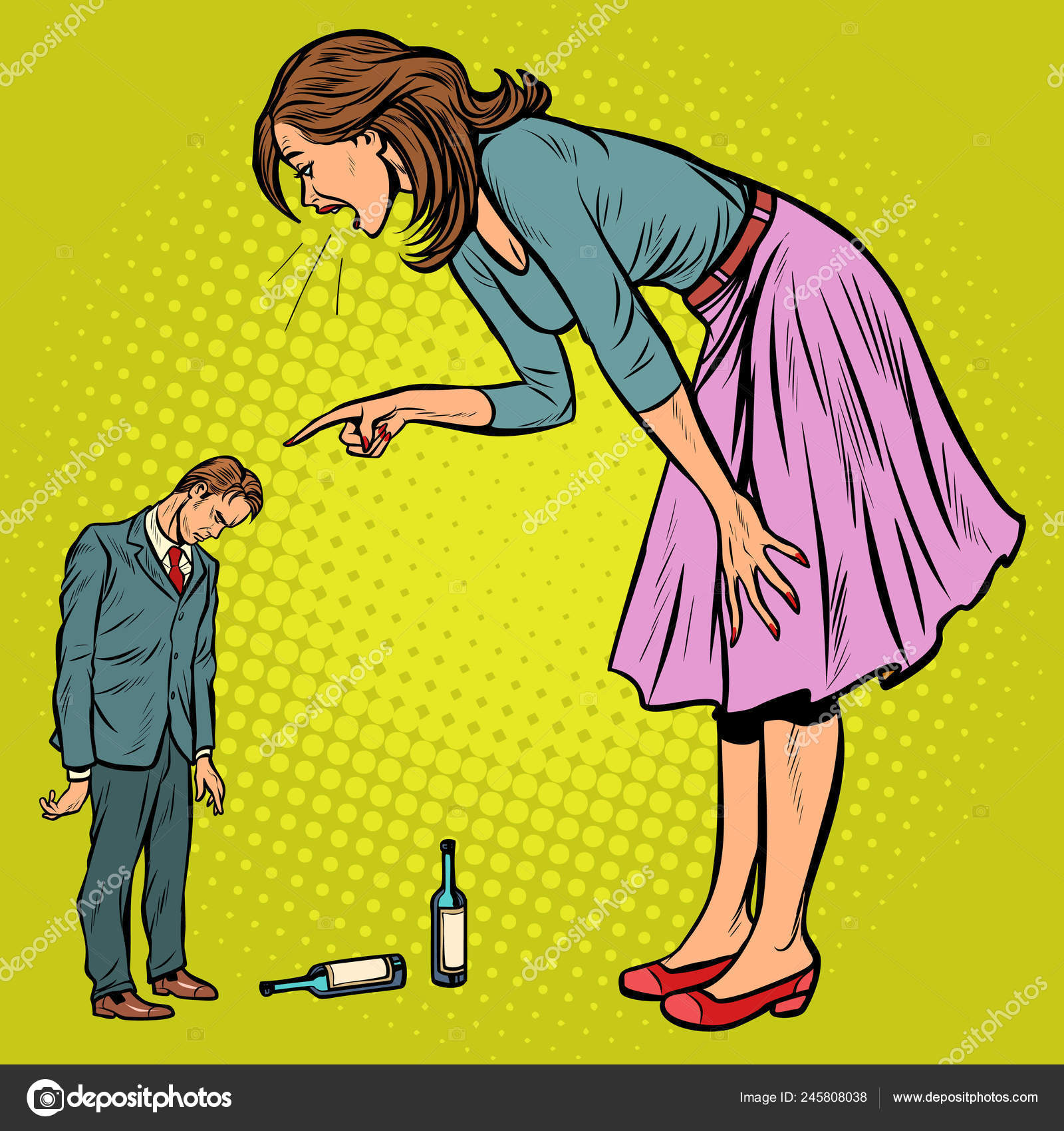 Wife scolding drunk husband Stock Vector Image by ©studiostoks #245808038