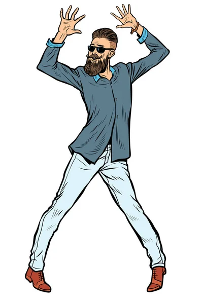 Moderne jongeman hipster dansen — Stockvector