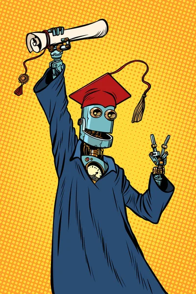 Robot öğrenci mezunu bir üniversite veya kolej — Stok Vektör