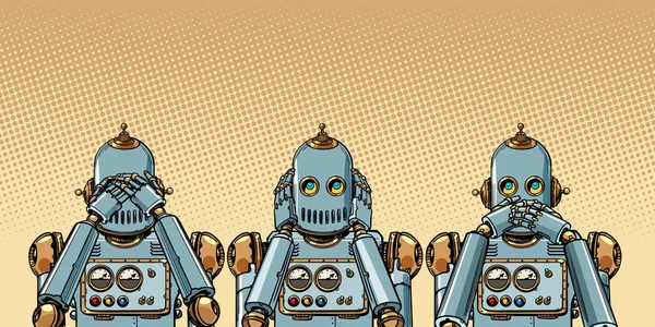 Robot. Ik zie niets, horen niets, niets zeggen — Stockvector