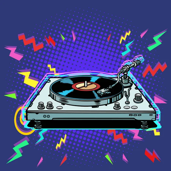 Vinyl record player eighties style — Stock Vector