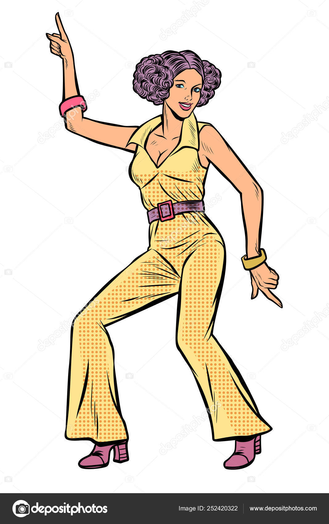 Fascinar No haga educador Girl in pantsuit. woman disco dance isolate on white background Stock  Illustration by ©studiostoks #252420322