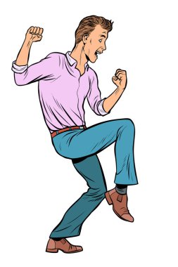 Adam komik tepki. korku ya da hoş bir sürpriz