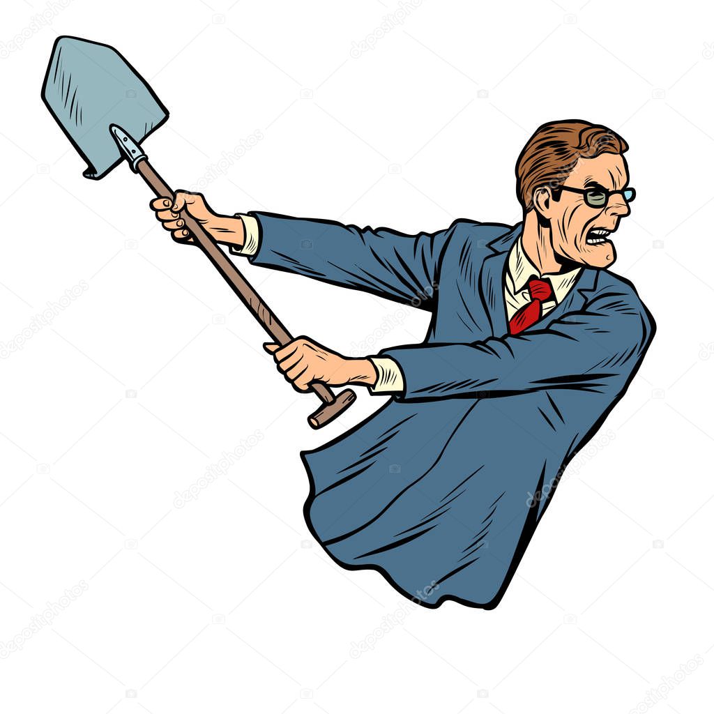 businessman with a shovel