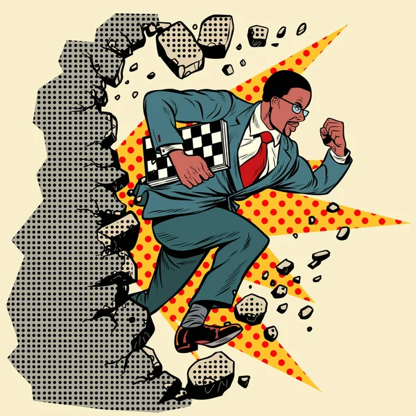 African chess grandmaster brise un mur, détruit les stéréotypes — Image vectorielle