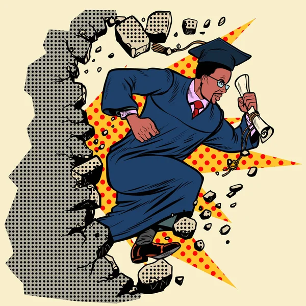 African graduate University College breaks a wall, destroys stereotypes — Stock Vector