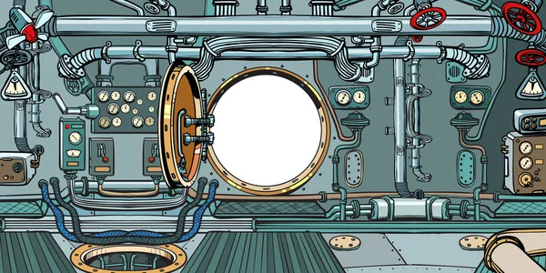 Compartimento o cubierta de mando de un submarino — Archivo Imágenes Vectoriales