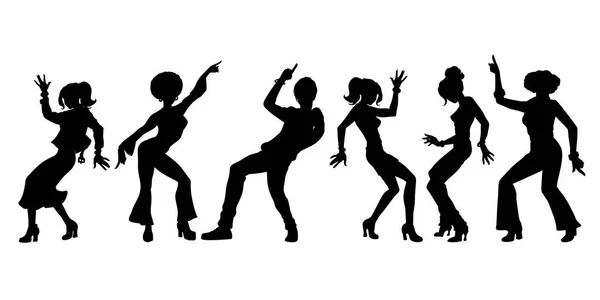 Silhouettes collectie set. jonge mensen dansen. mannen vrouwen jongens meisjes — Stockvector