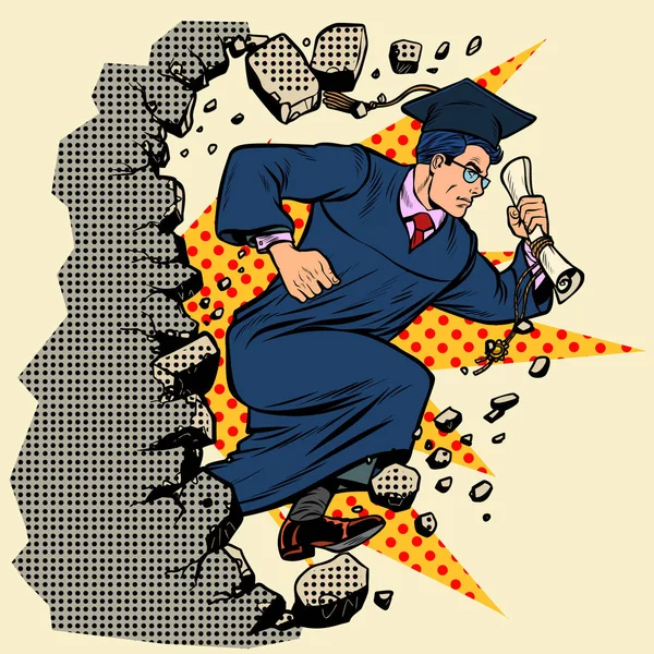 Graduate University College breaks a wall, destroys stereotypes — Stock Vector