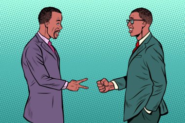 Afrikalı iş adamları oyun kaya kağıt makas