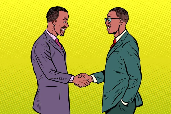 African biznesmeni mężczyźni Handshake — Wektor stockowy