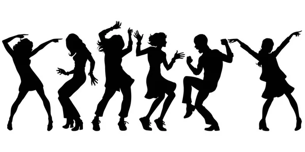 Silhouetten Kollektionsset. Junge Leute tanzen. Männer Frauen Jungen Mädchen — Stockvektor