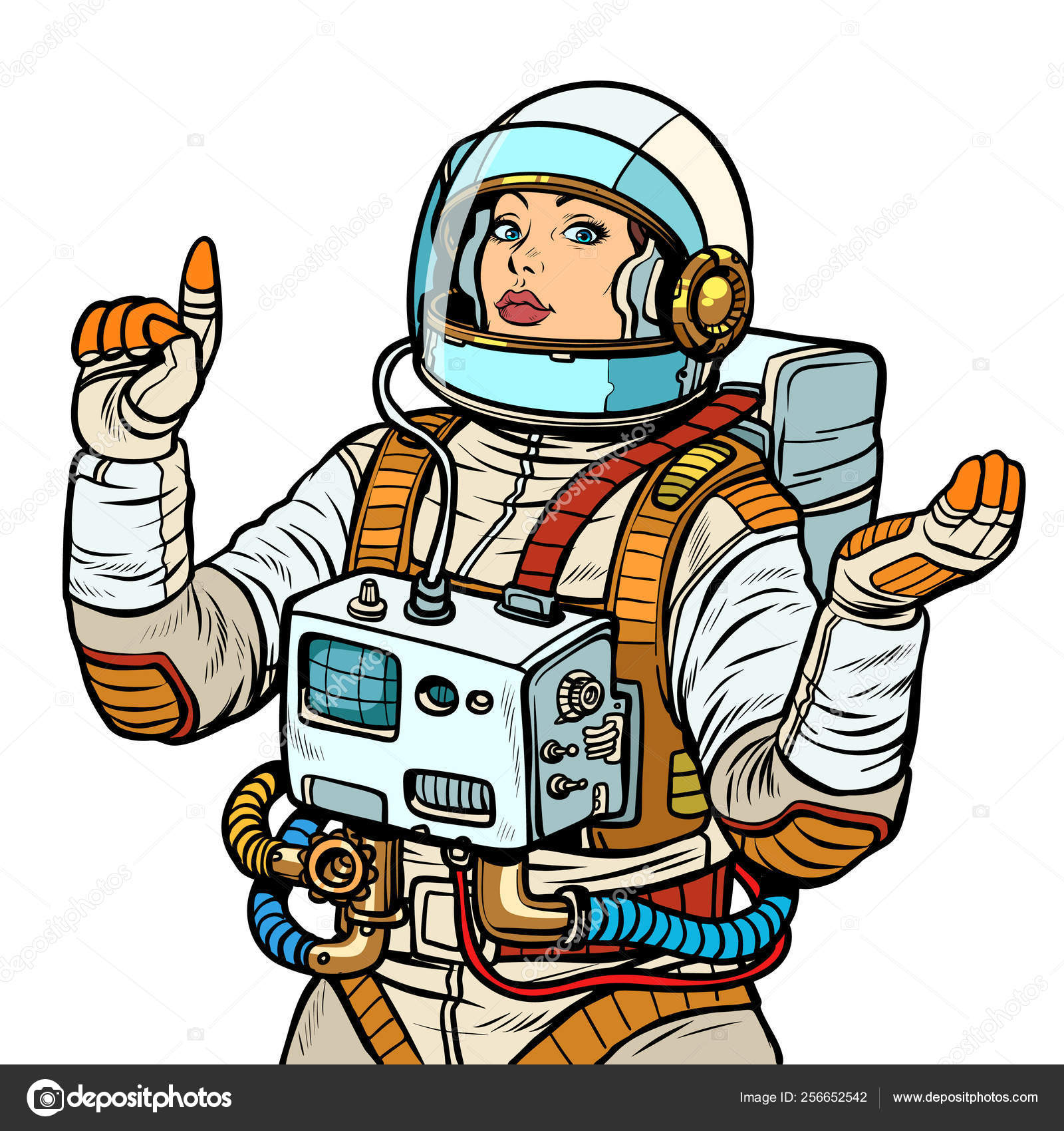Astronauta mujer, exploración espacial aislada sobre fondo blanco Vector de  stock #256652542 de ©studiostoks, image size:1600x1700