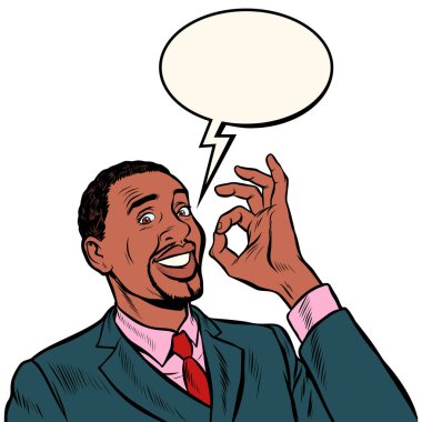 Tamam Afrikalı adam işadamı. El jest tamam. başarı iyi