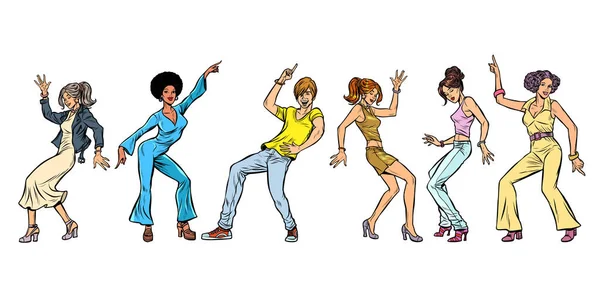 Verzamelingsset. jonge mensen dansen. mannen vrouwen jongens meisjes — Stockvector