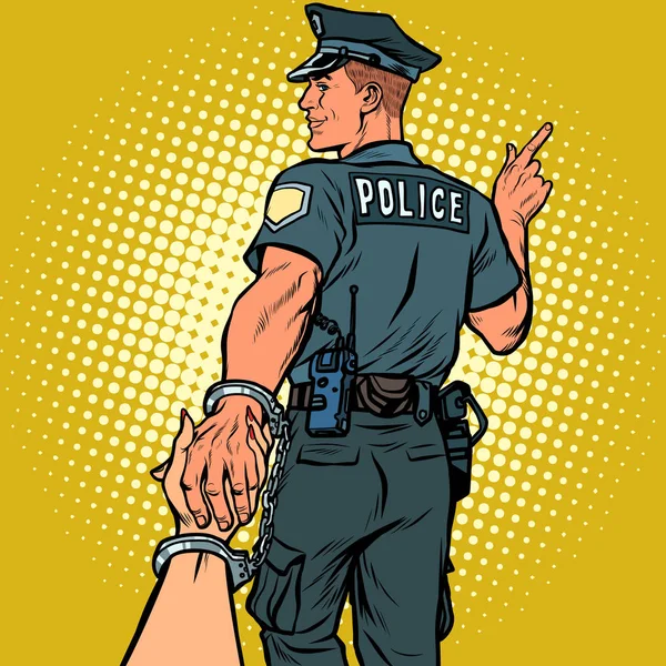 Ακολουθήστε με αστυνομικός συνελήφθη γυναίκα. έννοια της αγάπης και του γάμου — Διανυσματικό Αρχείο