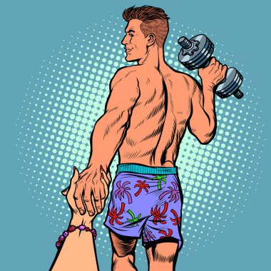 Dambıllı adam beni takip edin. spor ve fitness