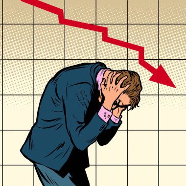 businessman panic falling chart clipart