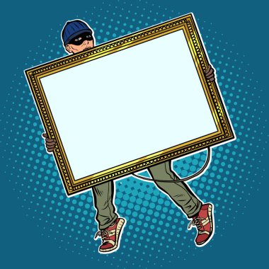 a thief steals a painting clipart