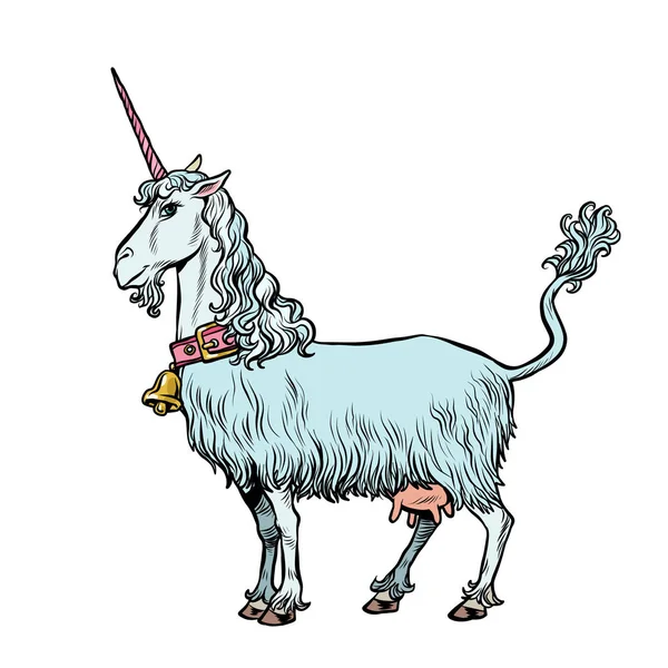 Unicornio de cabra, un animal fabuloso — Vector de stock