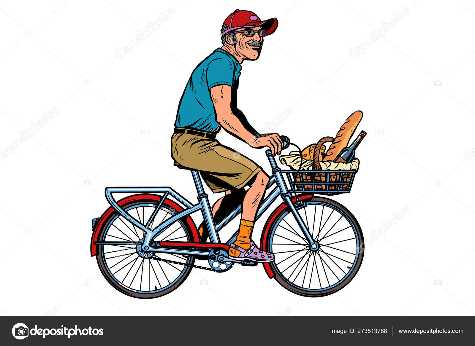 Old man online riding bike