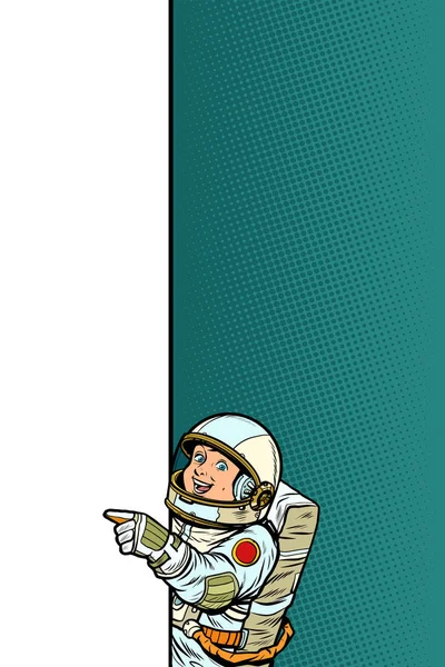 Junge Kind Sohn Astronaut. Punkt zu kopieren Weltraum-Plakat — Stockvektor