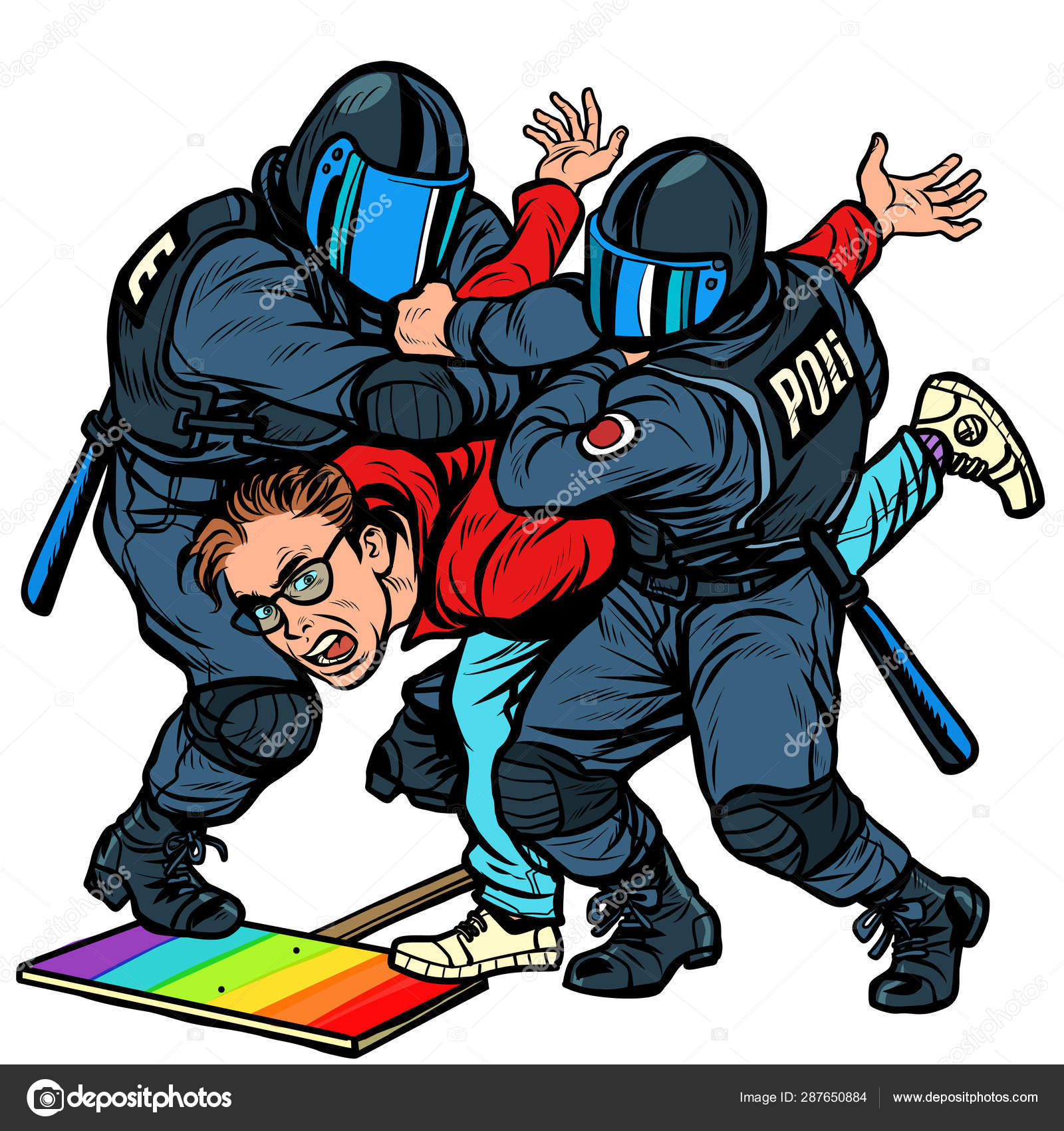 Police Arrest Activist Protest Lgbt Gay Parade Stock Vector Image By C Studiostoks
