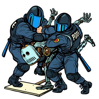 Gelecekle savaşmak. Polis protestocu bir robotu tutukladı