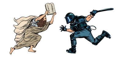 ayrımcılık Hıristiyanlar ve din. bir cop ile toplum polisi