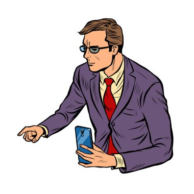 akıllı telefon ile işadamı toplantı