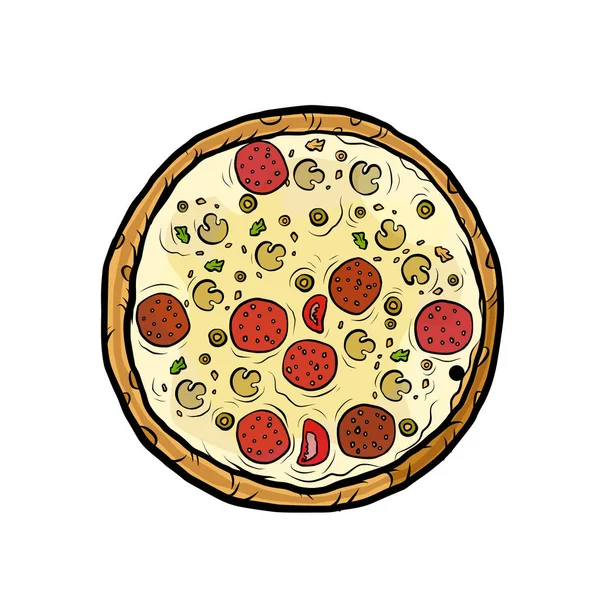 Włoska Pizza grzyby kiełbasa — Wektor stockowy