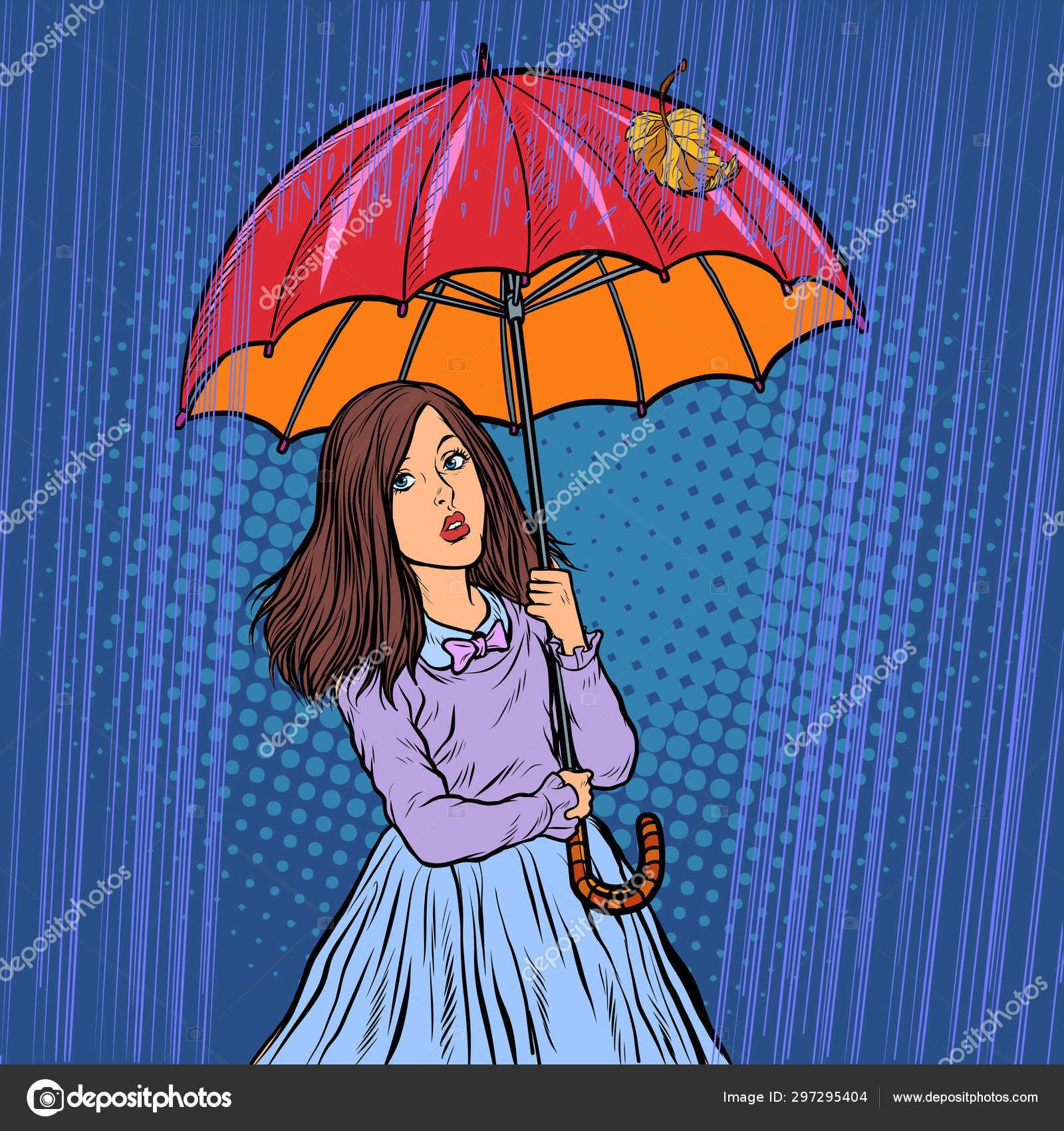Girl with an umbrella Royalty Free Vector Image