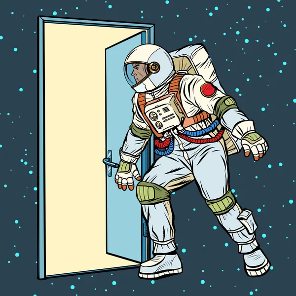 Astronauta abre a porta ao espaço — Vetor de Stock