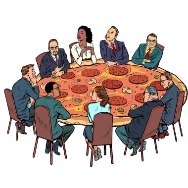 pizza sosis mantar. İş yemeği konsepti