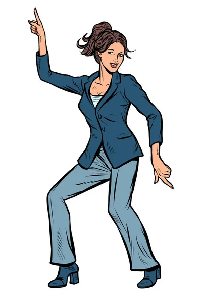 Танцующая деловая женщина. Диско-клубная музыка — стоковый вектор