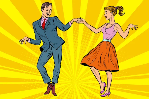 Retro dansers paar man en vrouw — Stockvector