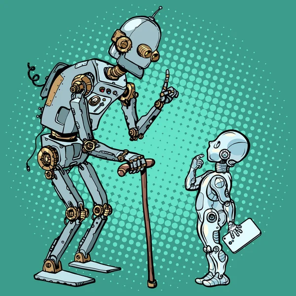 Alter und neuer Roboter — Stockvektor