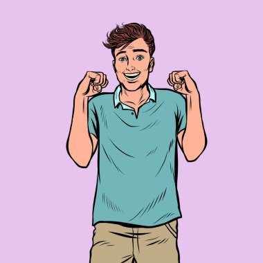 mutlu genç adam beklenti mutluluk sevimli