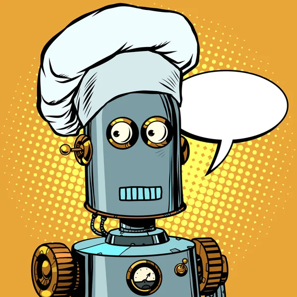 Robot cocina comida, toma pedidos en el restaurante — Vector de stock