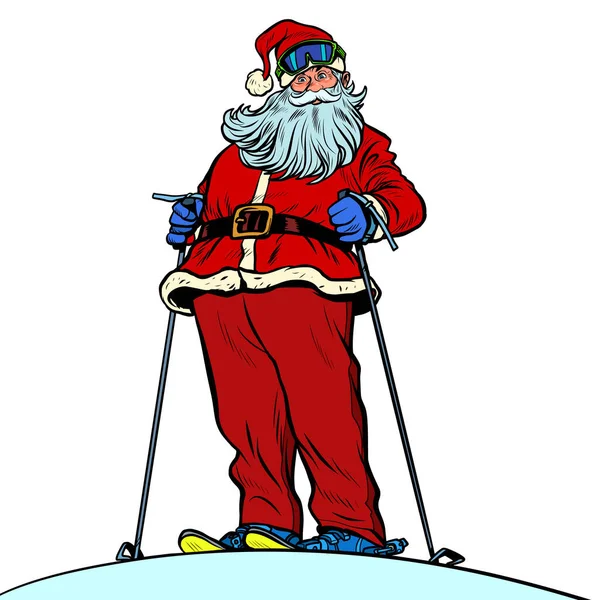 Papai Noel personagem na montanha de neve feliz Natal e feliz ano novo —  Vetores de Stock