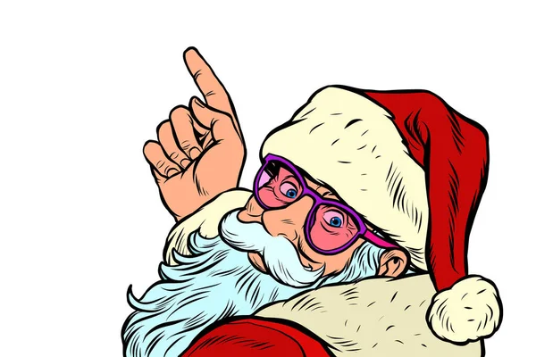 Weihnachtsmann zeigt frohe Weihnachten und ein gutes neues Jahr — Stockvektor