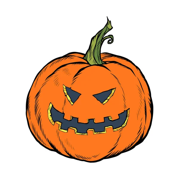 Halloween pumpkin. Scary face. Festive character — Stock Vector